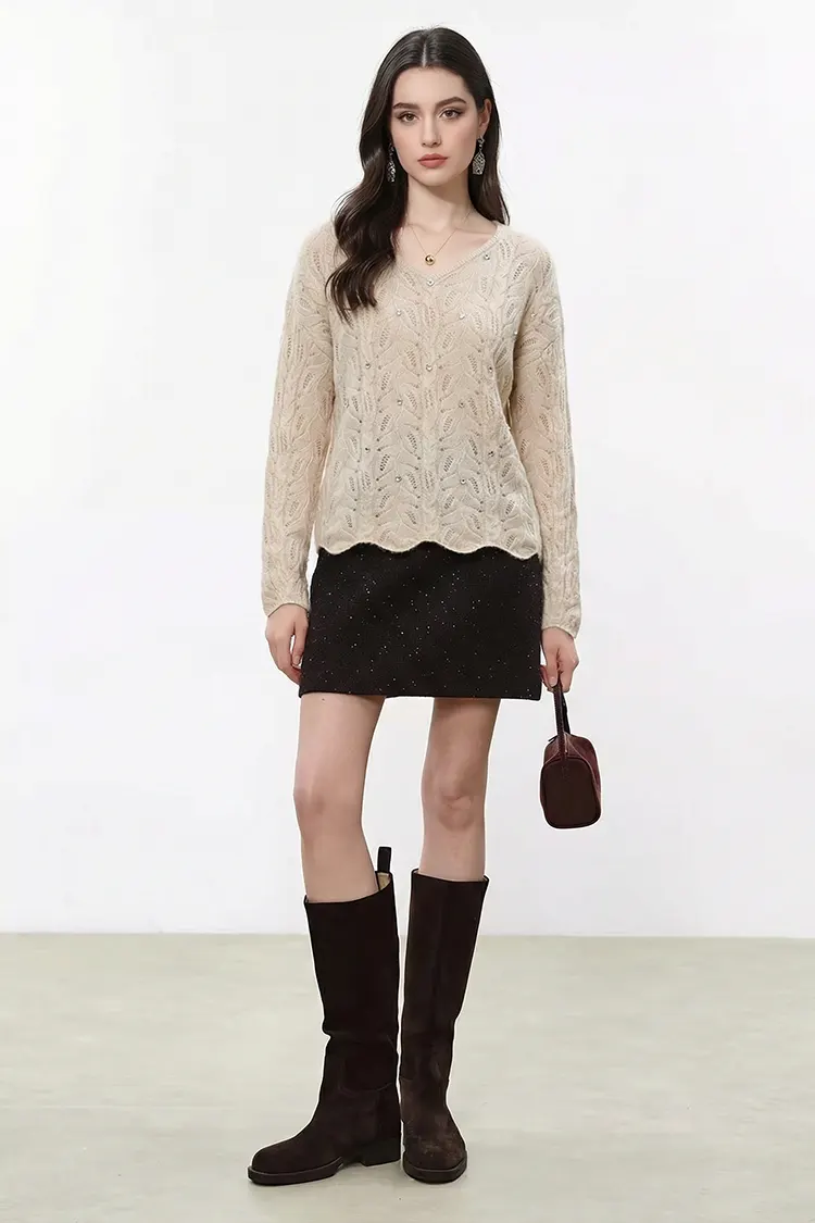 Women's V-Neck Slim Cashmere Sweater