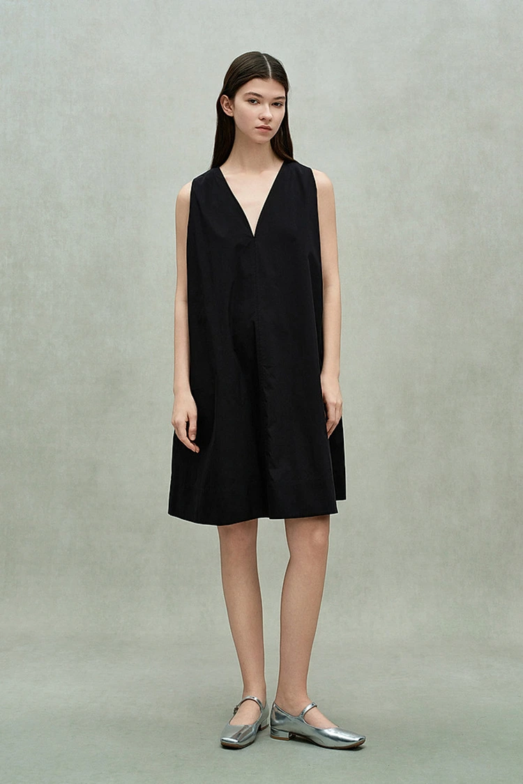 여성 면 캐주얼 폭락 V 넥 드레스